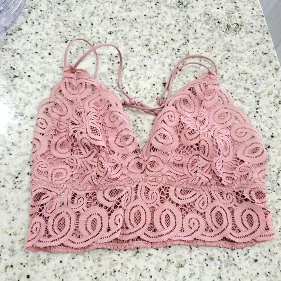 Pink, Victoria Secret champagne lace bralette,  Medium - Picture 1 of 4
